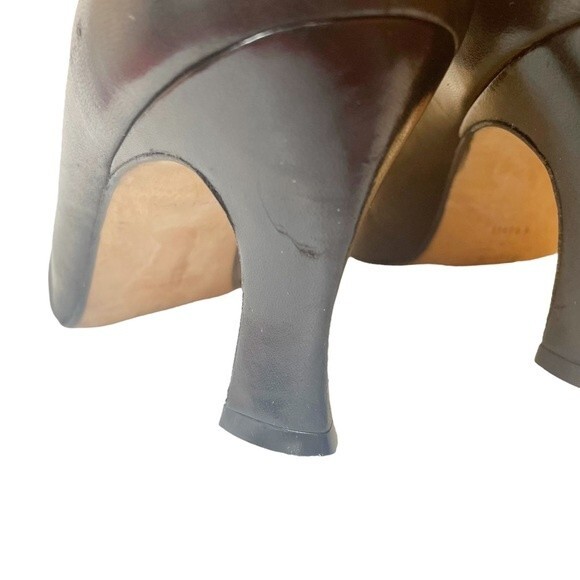 Via Spiga Heels Vintage Black Leather Elongated Square Toe Pump Womens Size 11AA - Picture 12 of 16